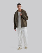 Side-Tape Zip Up Hoodie - Olive Green, M image