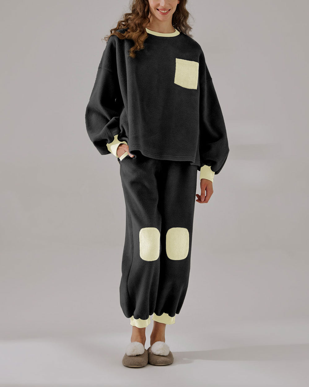 Fleece Color-Block Set - Dark Grey, M image