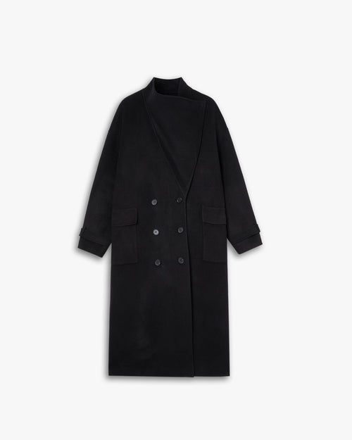 Black Double-Breasted Cape Coat image 0