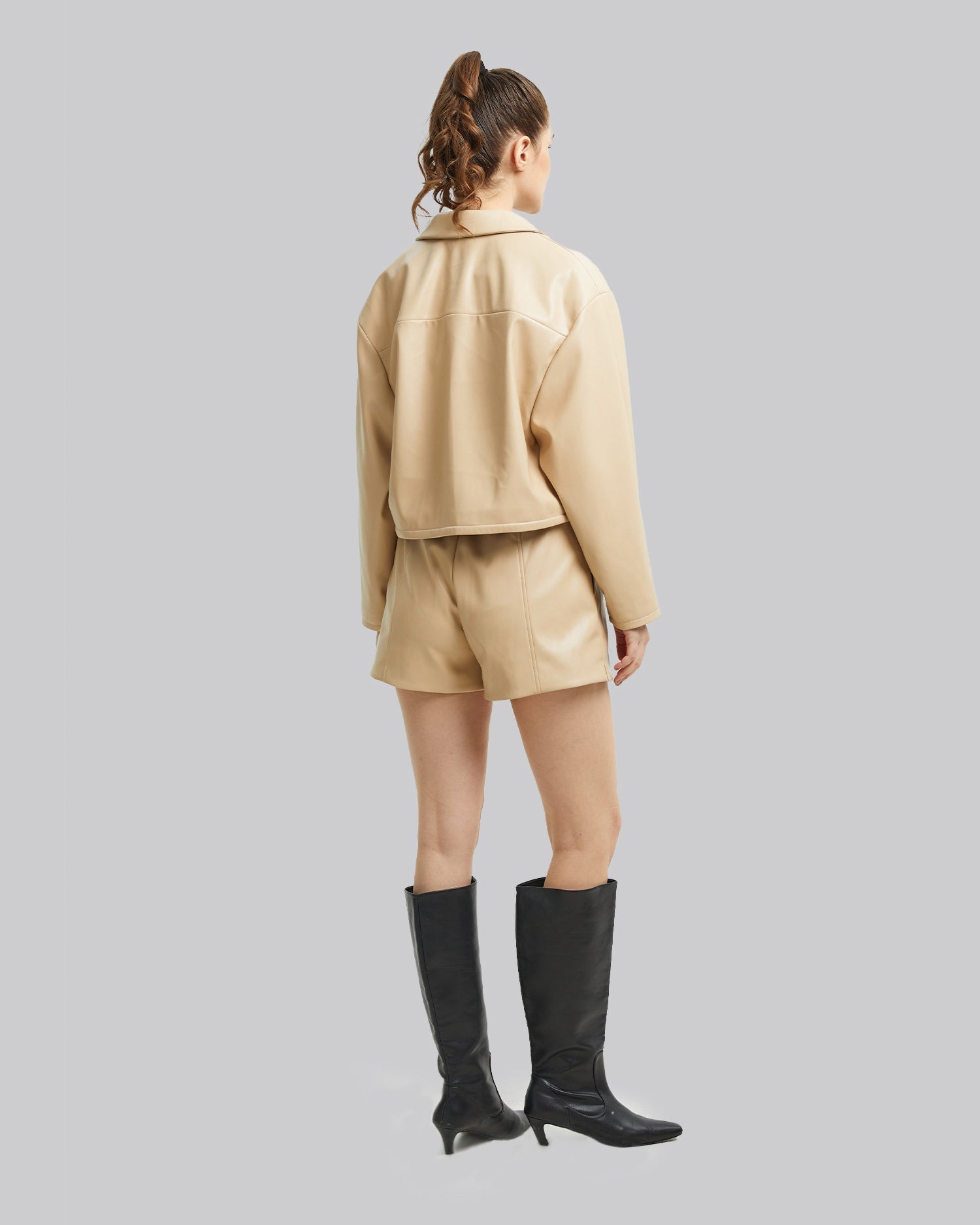 Pristine Faux-Leather Cropped Jacket image 3