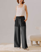 Drawstring Wide Leg Paneled Pants - Tundora Panel, L image