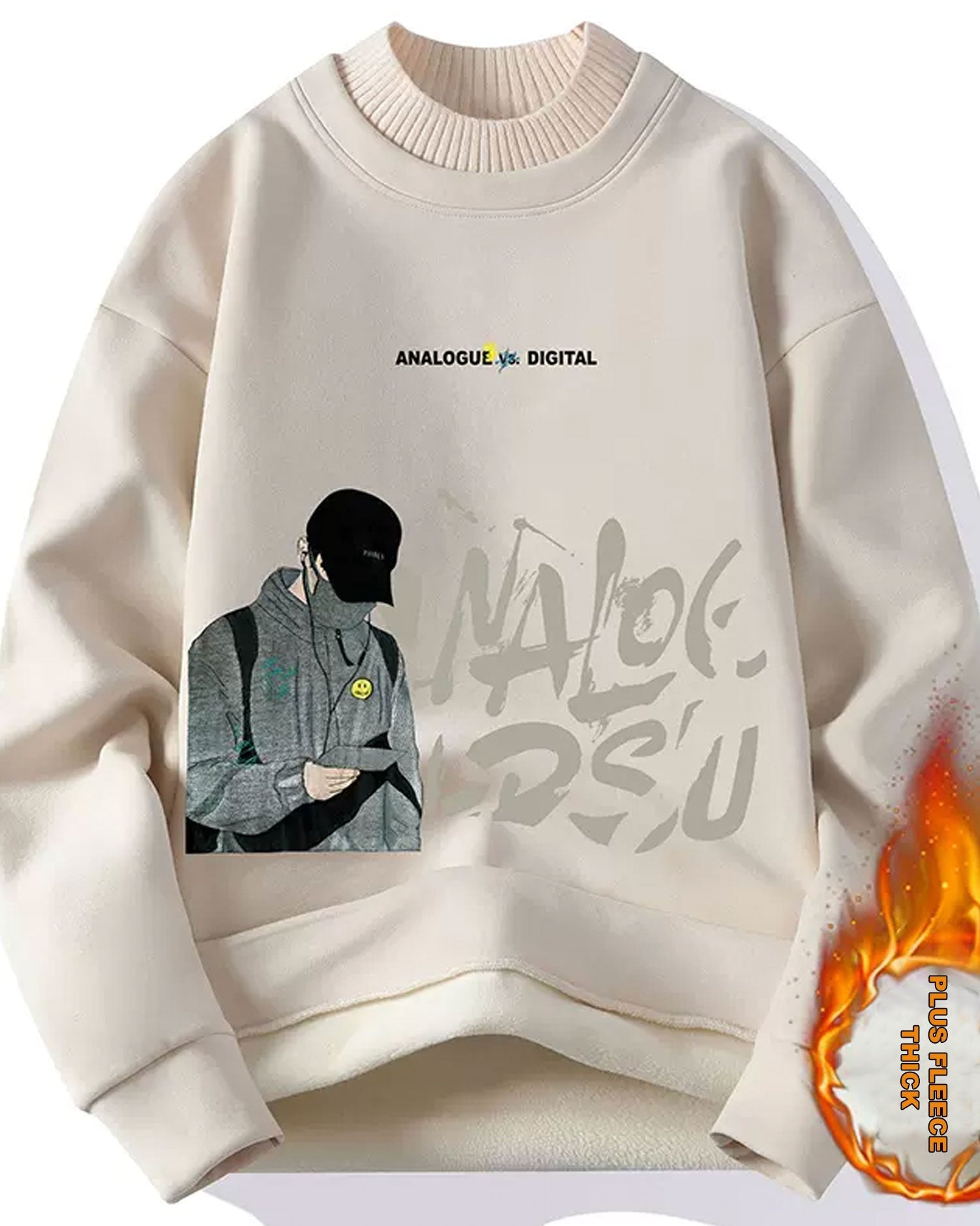 Layered Neck Cotton Pullover - Vanilla, XL image