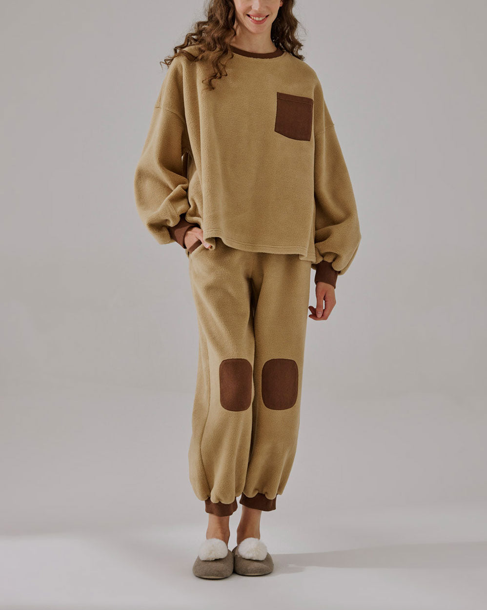 Fleece Color-Block Set - Sand Brown, S image