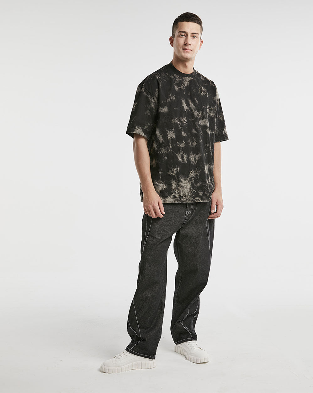 Oversized  Dyed  Pure Cotton T-shirt - Black, S image