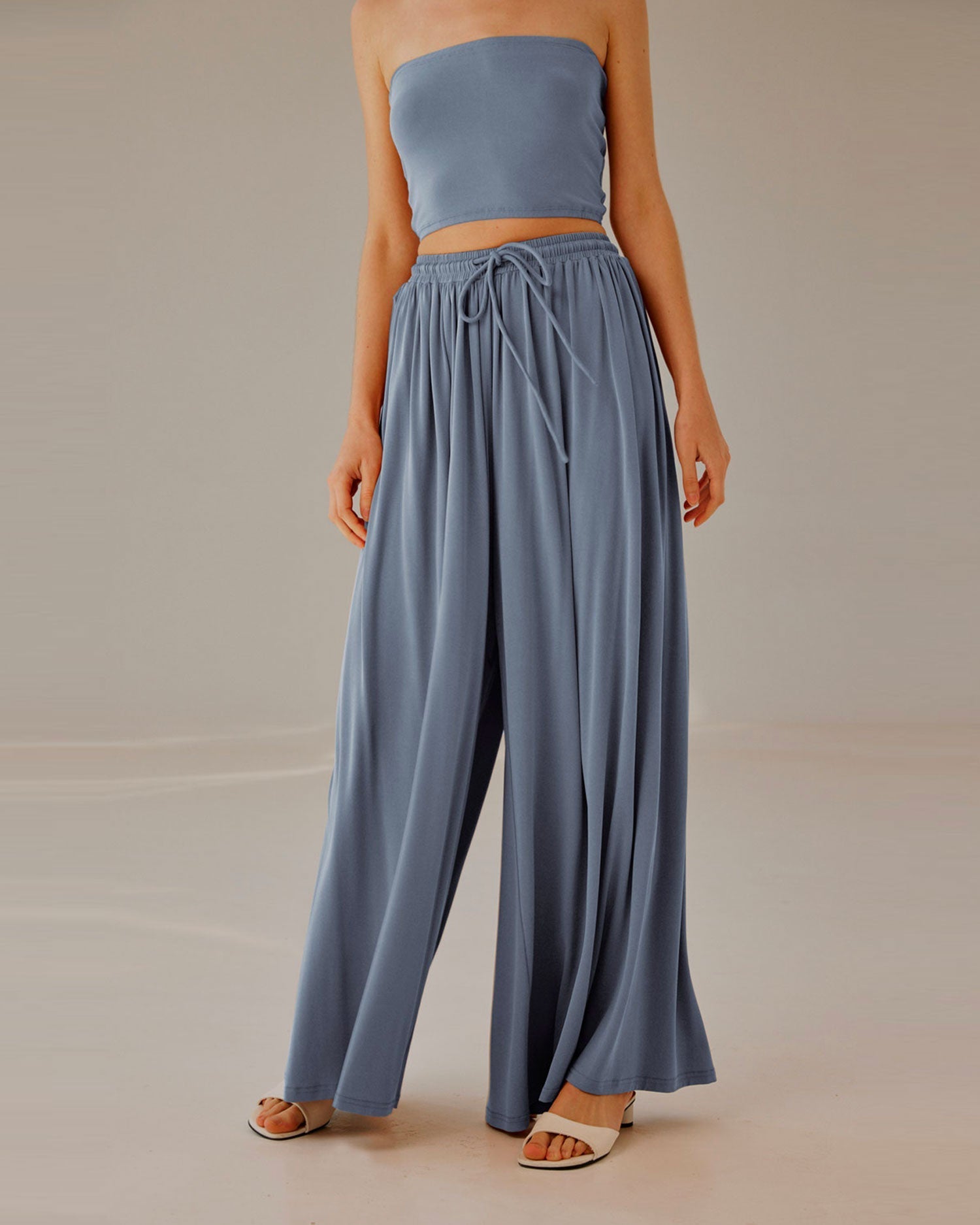 Cropped Strapless Top Set - Dusty blue, XS image