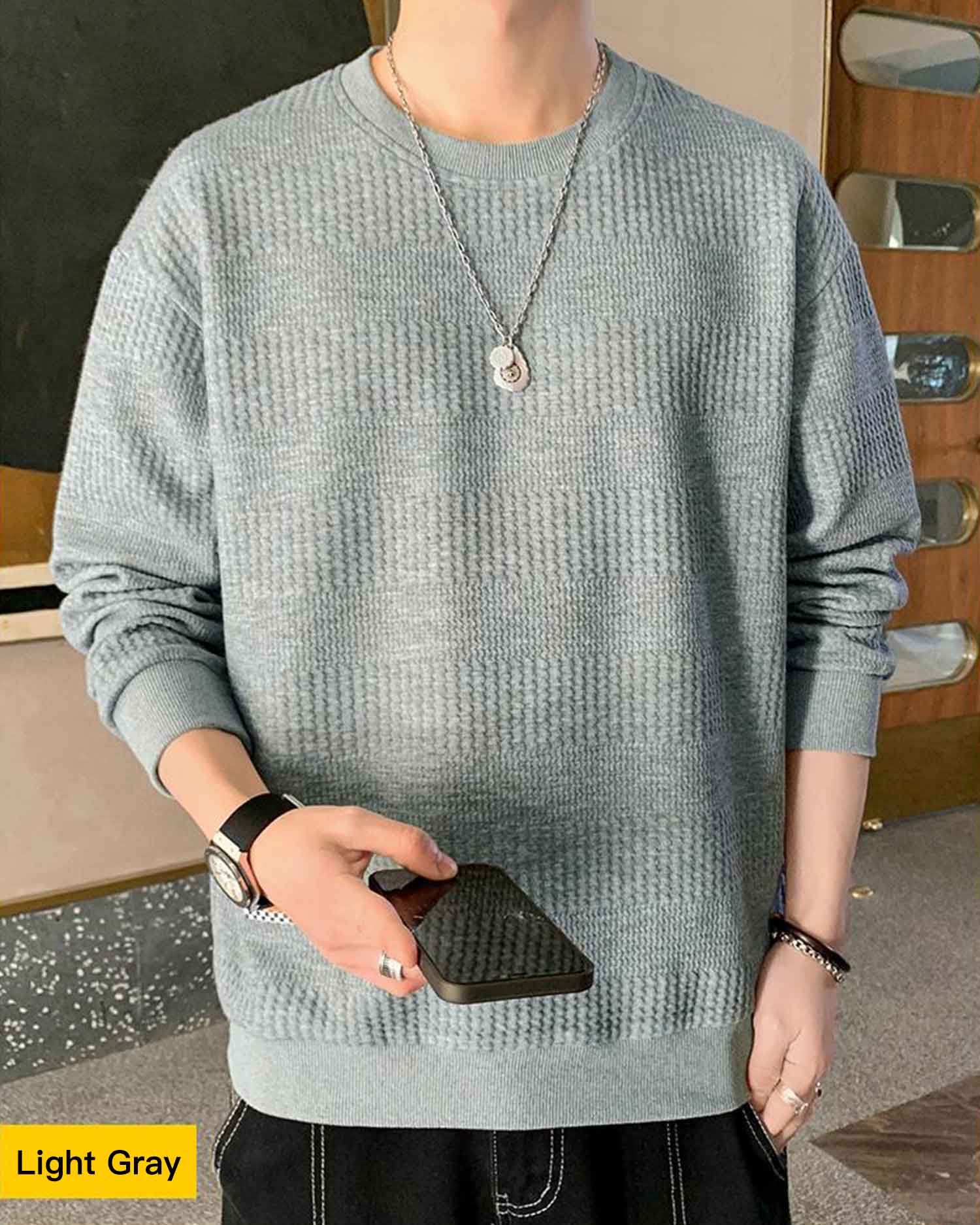 Basic Crewneck Sweatshirt - Grey, XL image