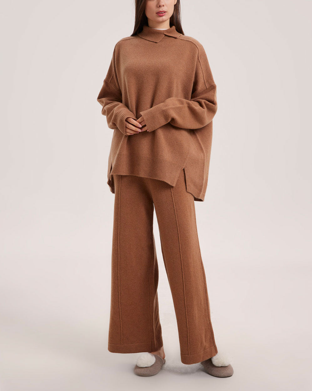 Oversized Wool Sweater Set - Mustard, OS image