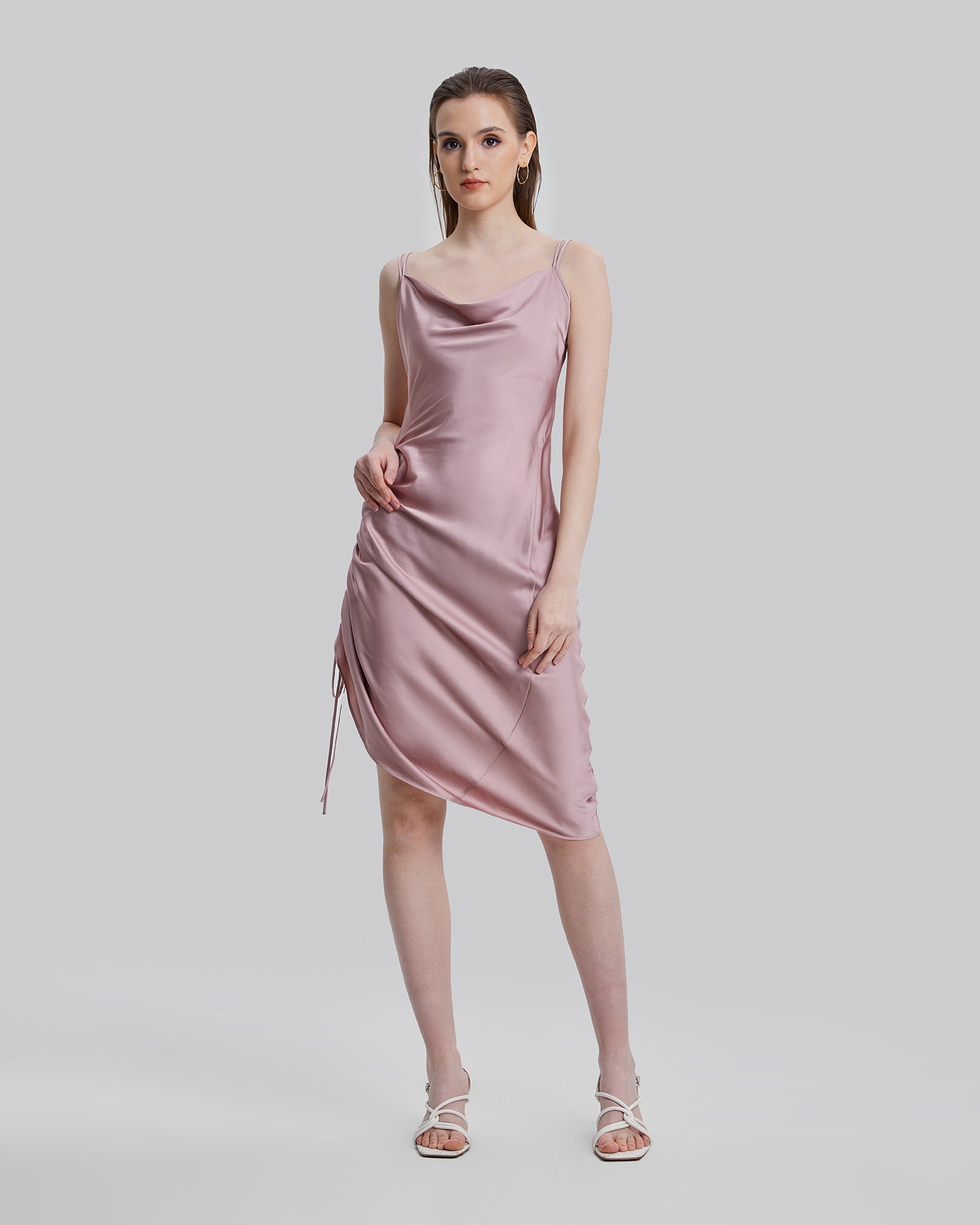 Asymmetrical Cinched Side Dress - L image