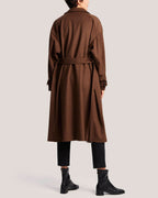 Belted Button Front Long Wool Coat image 3