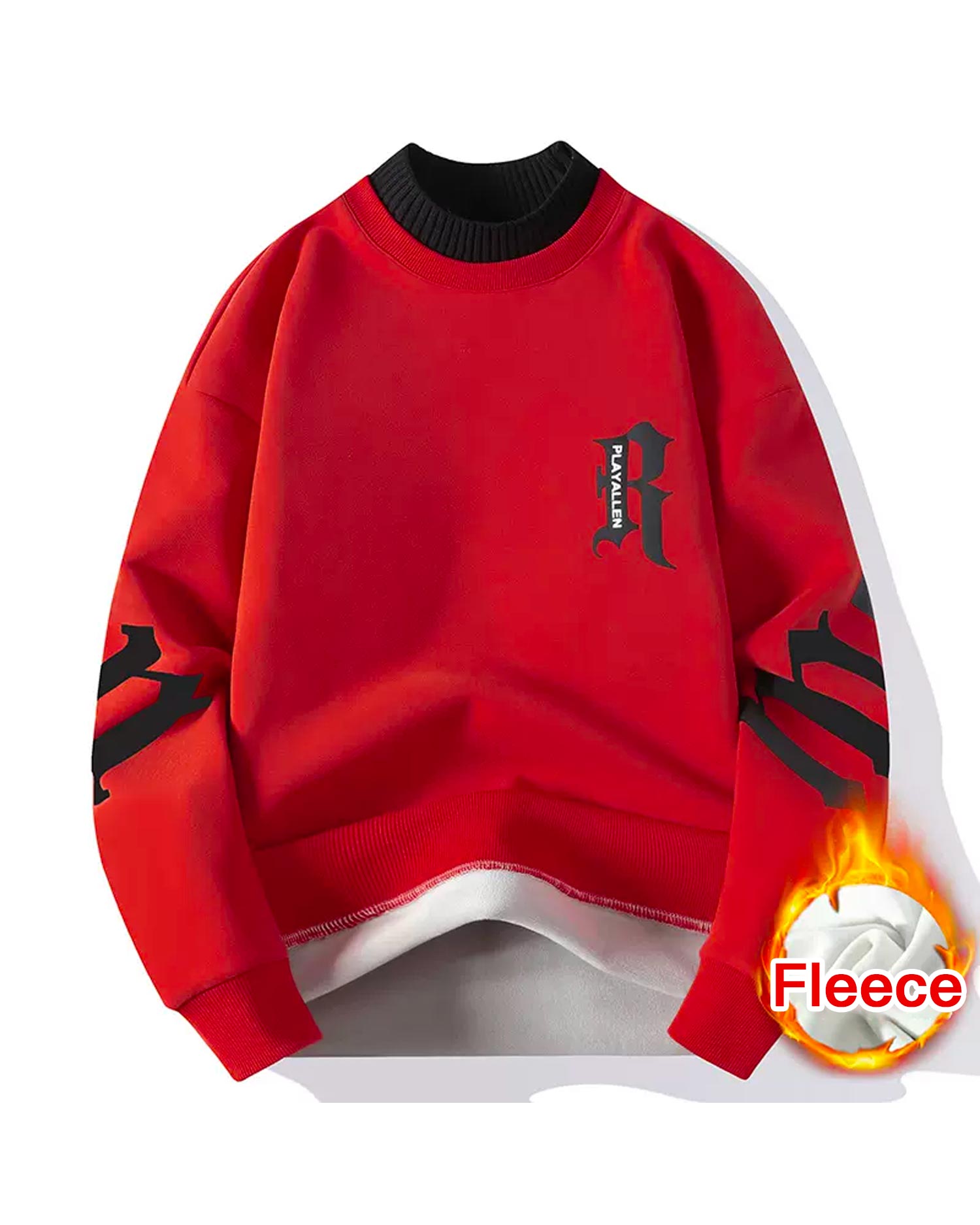Fake Two-Piece Cotton Sweatshirt - Red, 4XL image