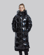 Long Puffer Jacket with Adjustable Waistline image 1