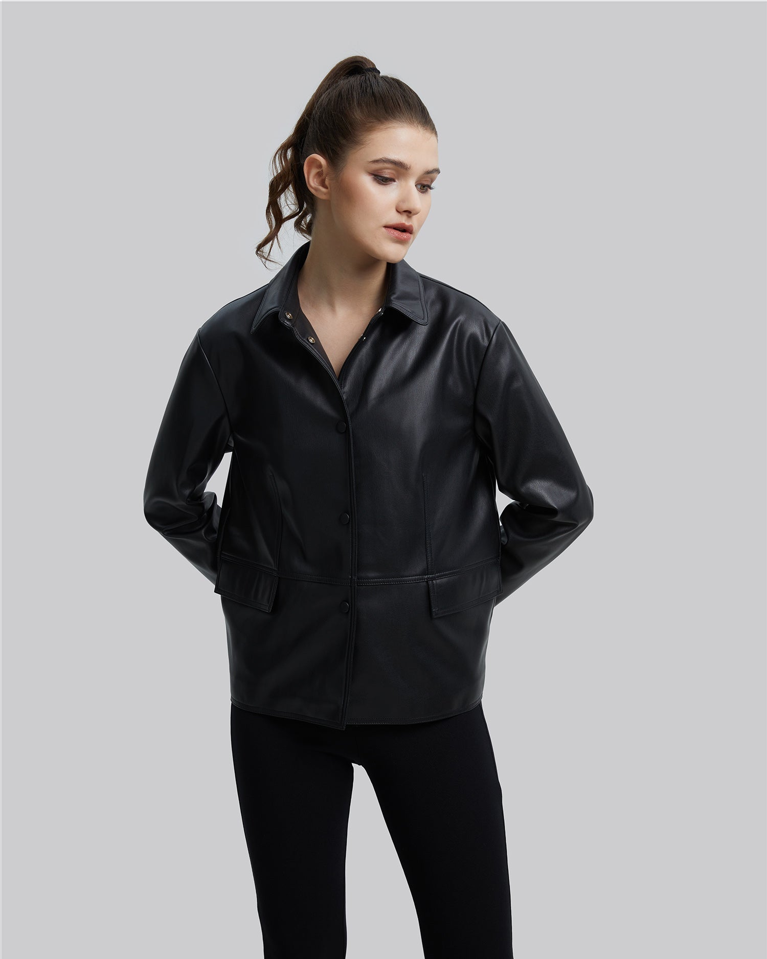 Faux-Leather Classic Jacket image 3