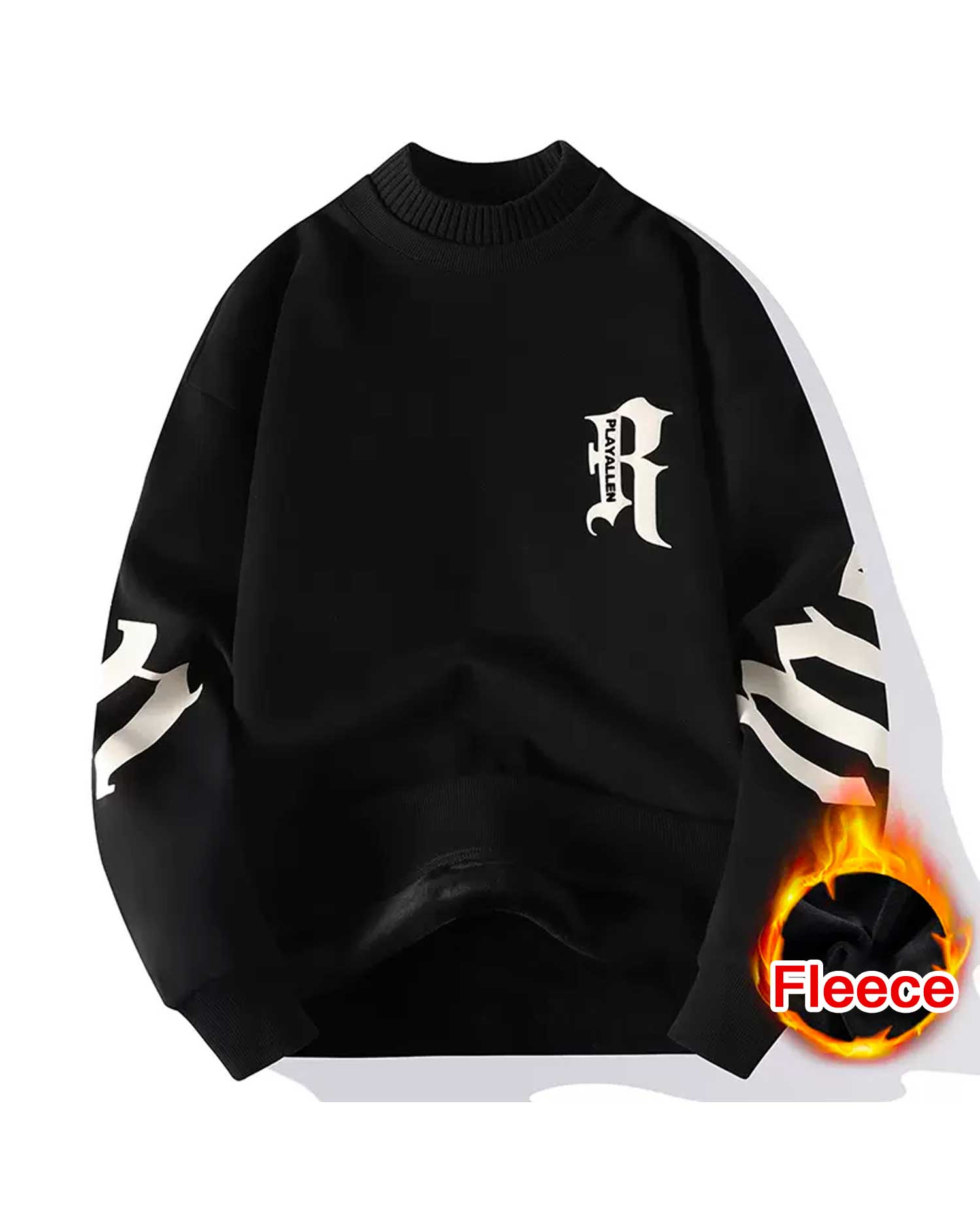 Fake Two-Piece Cotton Sweatshirt - Black, L image