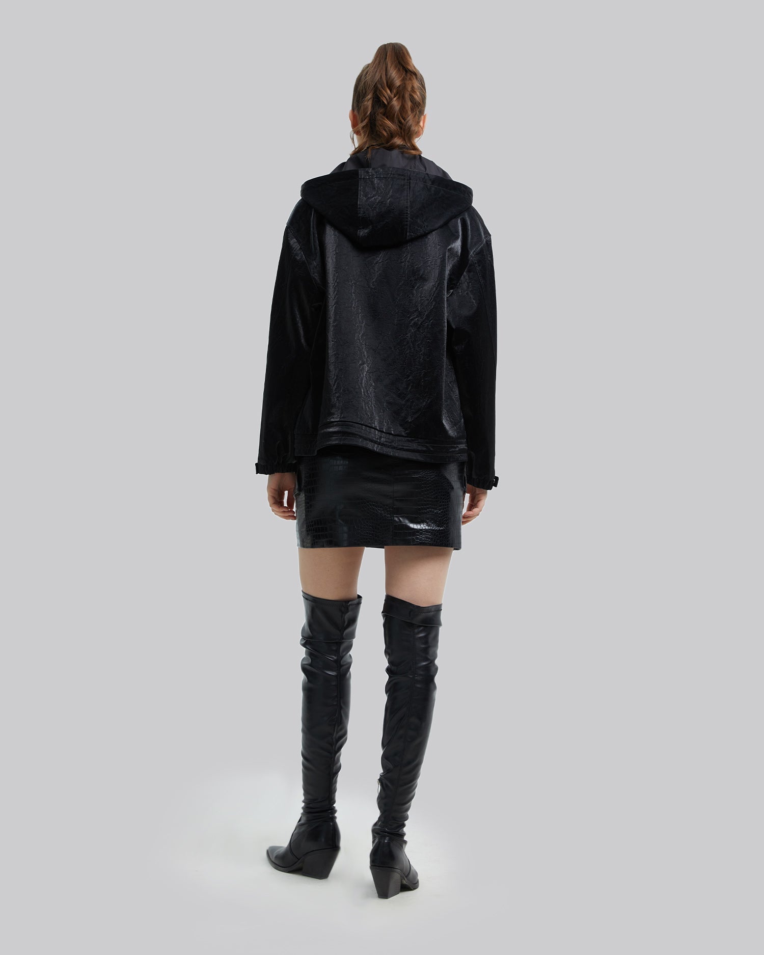 Sanded Faux-Leather Hooded Jacket image 3