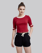 Unique Sleeve Crewneck Crop Top image 1