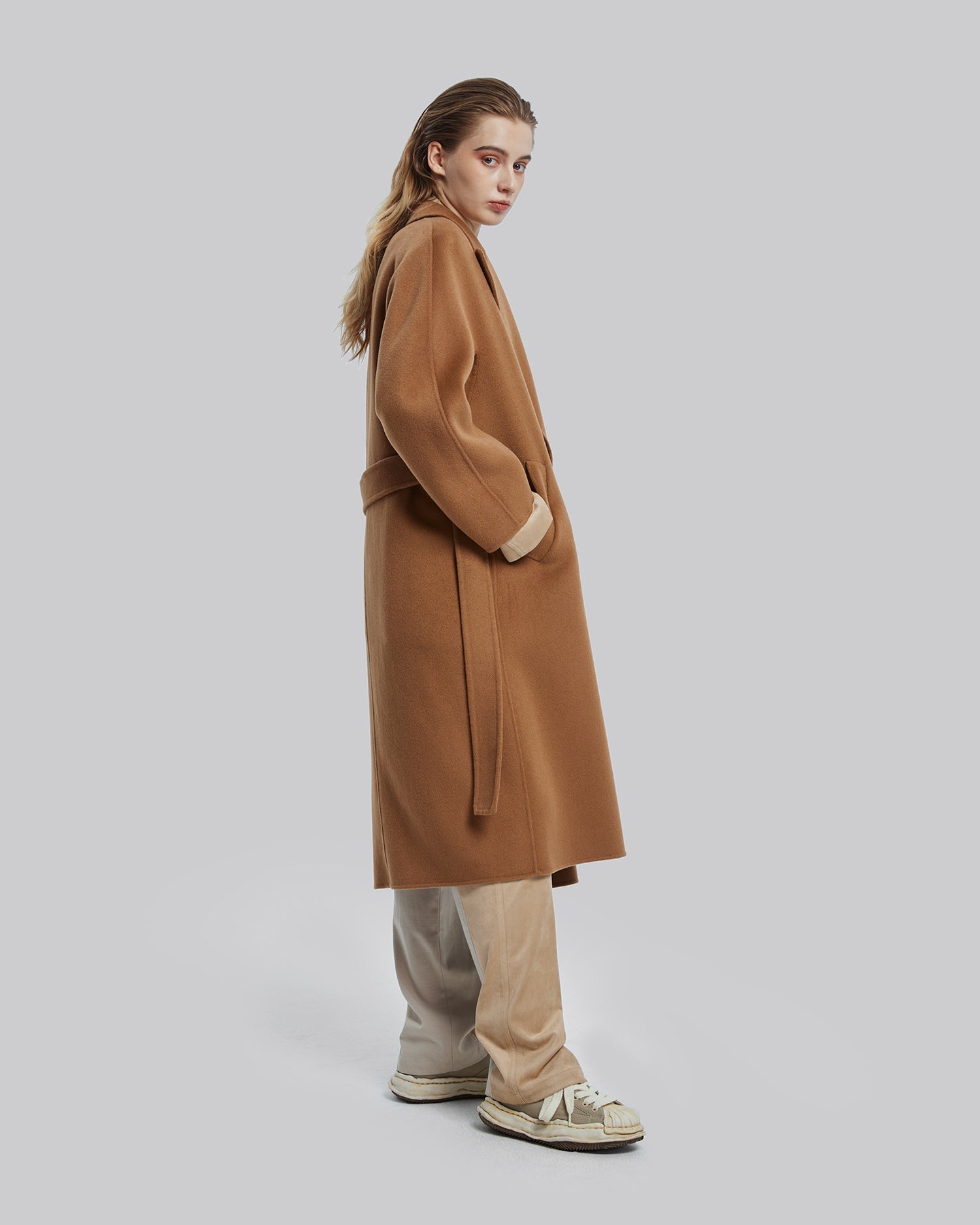 Woolen Long Wrap Coat image 2