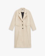 Faux Leather Coat with Pinched Pleats - Beige, S image