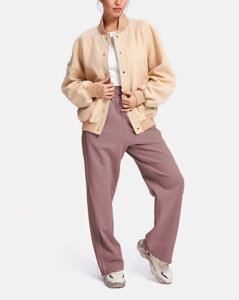 Side Strap Basic Sweatpants - Light Coffee, S image