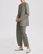 Linen Layered Blazer - Gray, S image