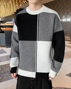 Knitted Colorblock Crew Jumper - Midnight Black, XXXL image