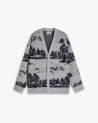 Buttoned Cardigan With Graphics - Grey, XL image