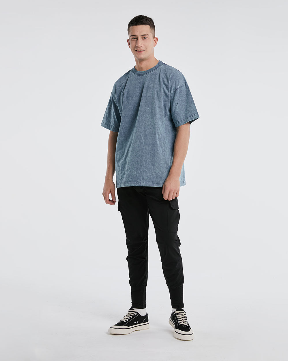 Classic Round neck Cotton T-shirt - Dusty blue, M image