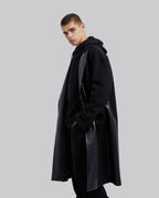Wool &Faux-Leather Panel Coat image 4
