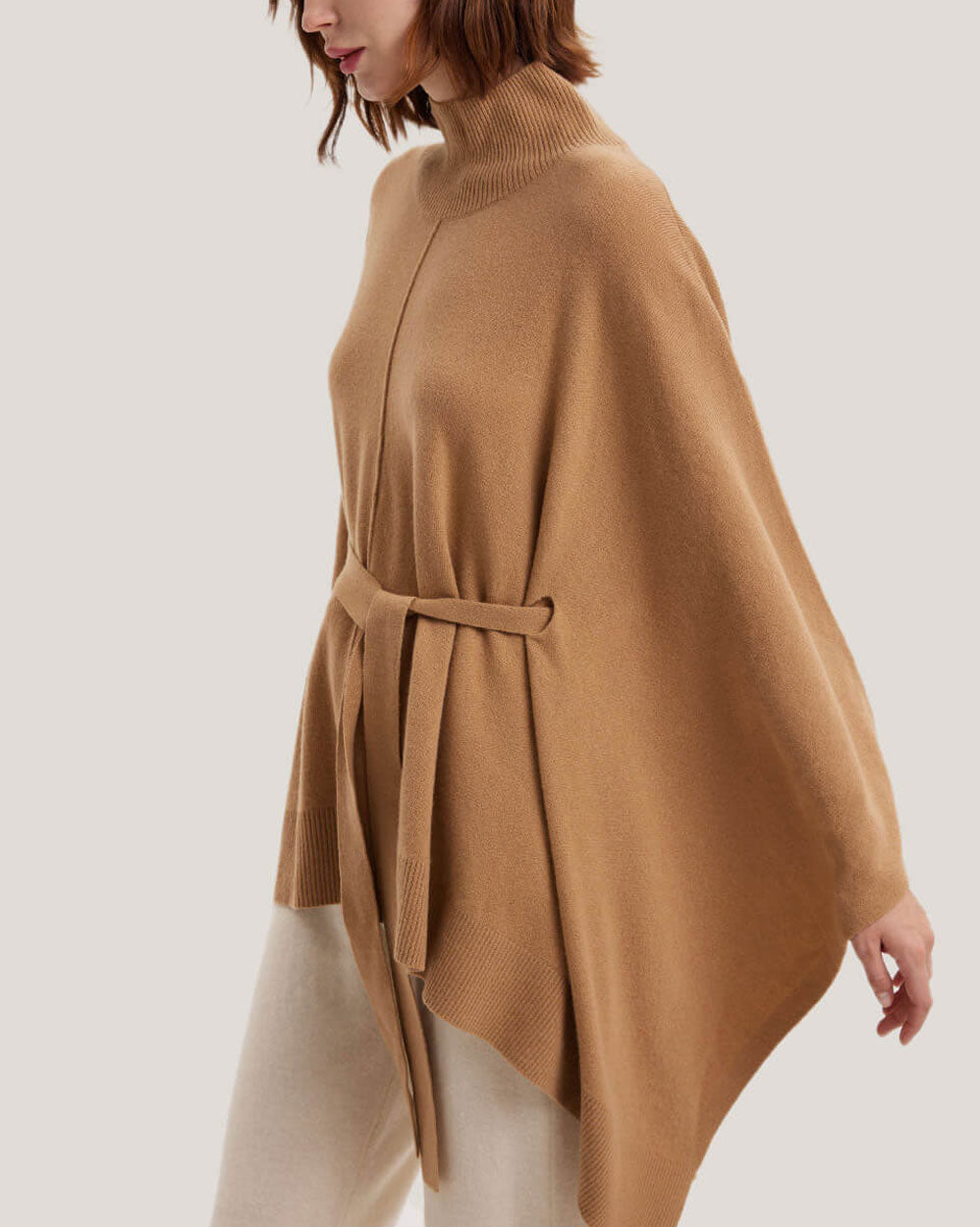 100% Wool Wide-Sleeve Belted Sweater image 2