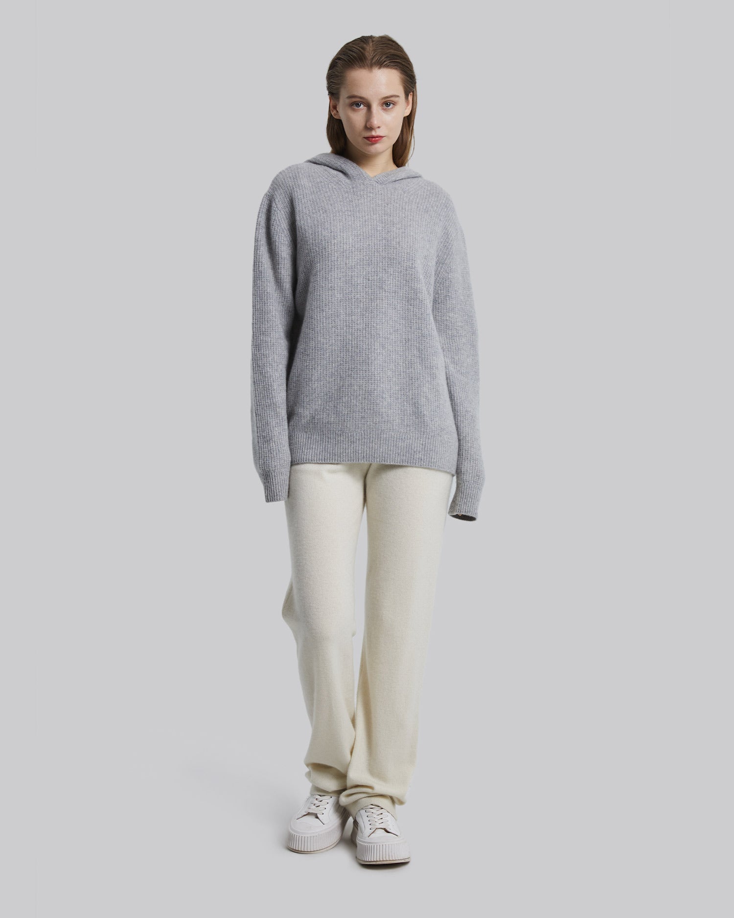 Knitted Cashmere Hoodie - Grey, L image