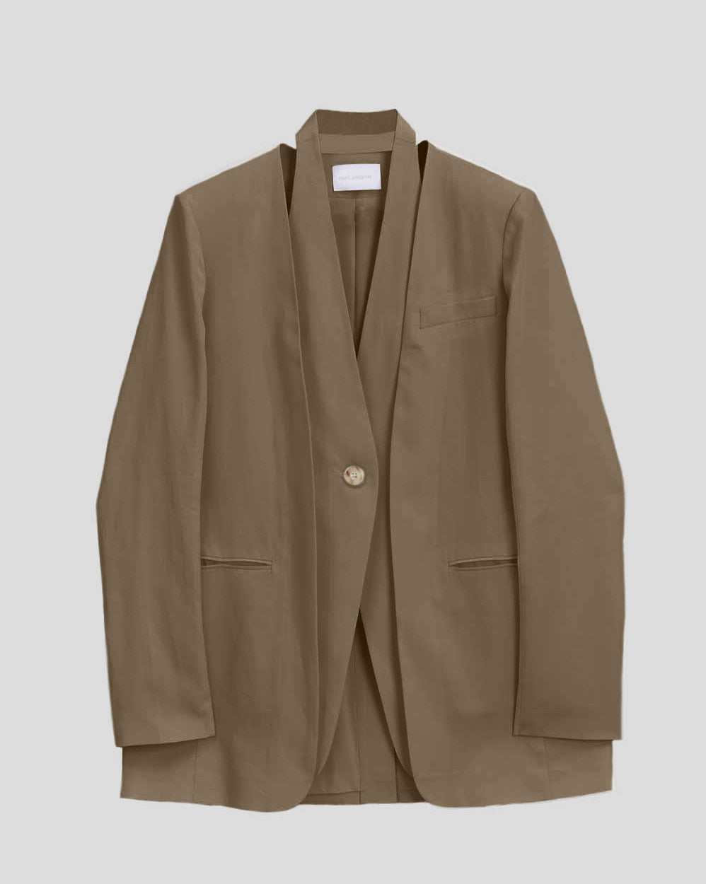 1 × Linen Layered Blazer - Sand, M image