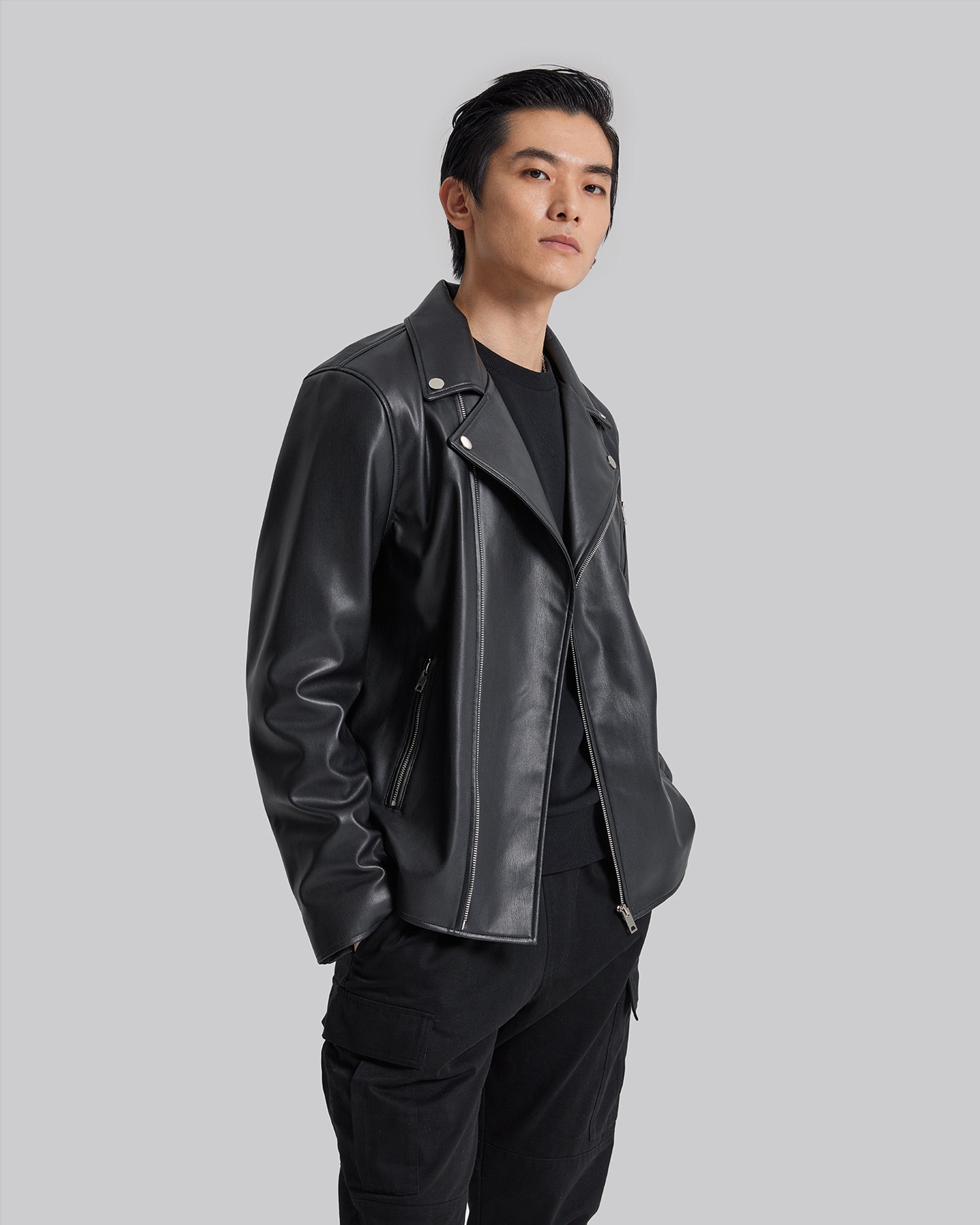 Faux-Leather Biker Jacket image 3