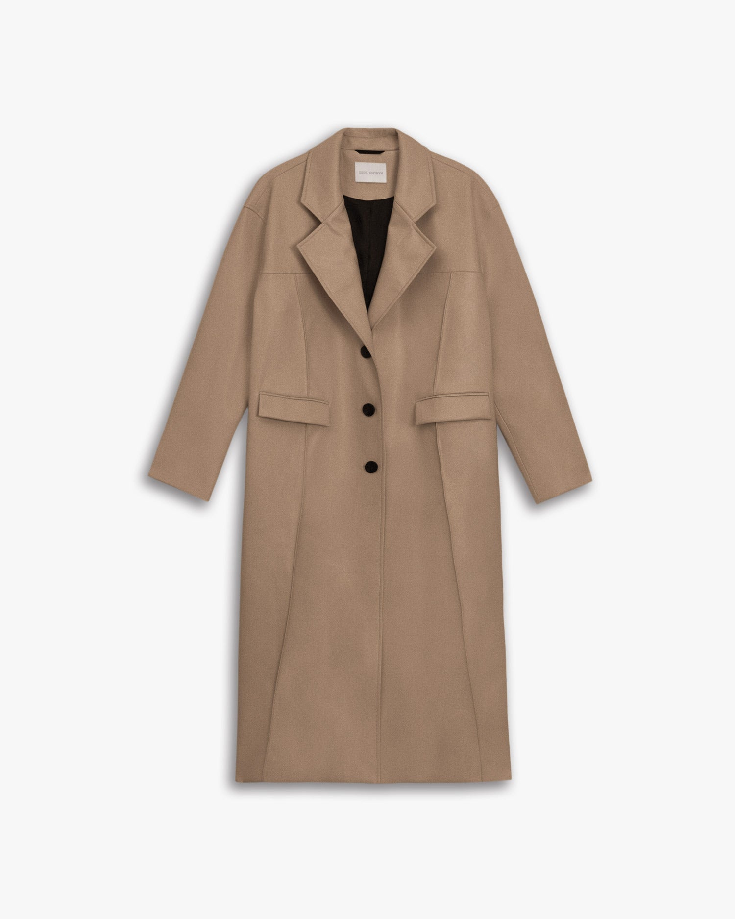 Faux Leather Coat with Pinched Pleats - Oatmeal, M image