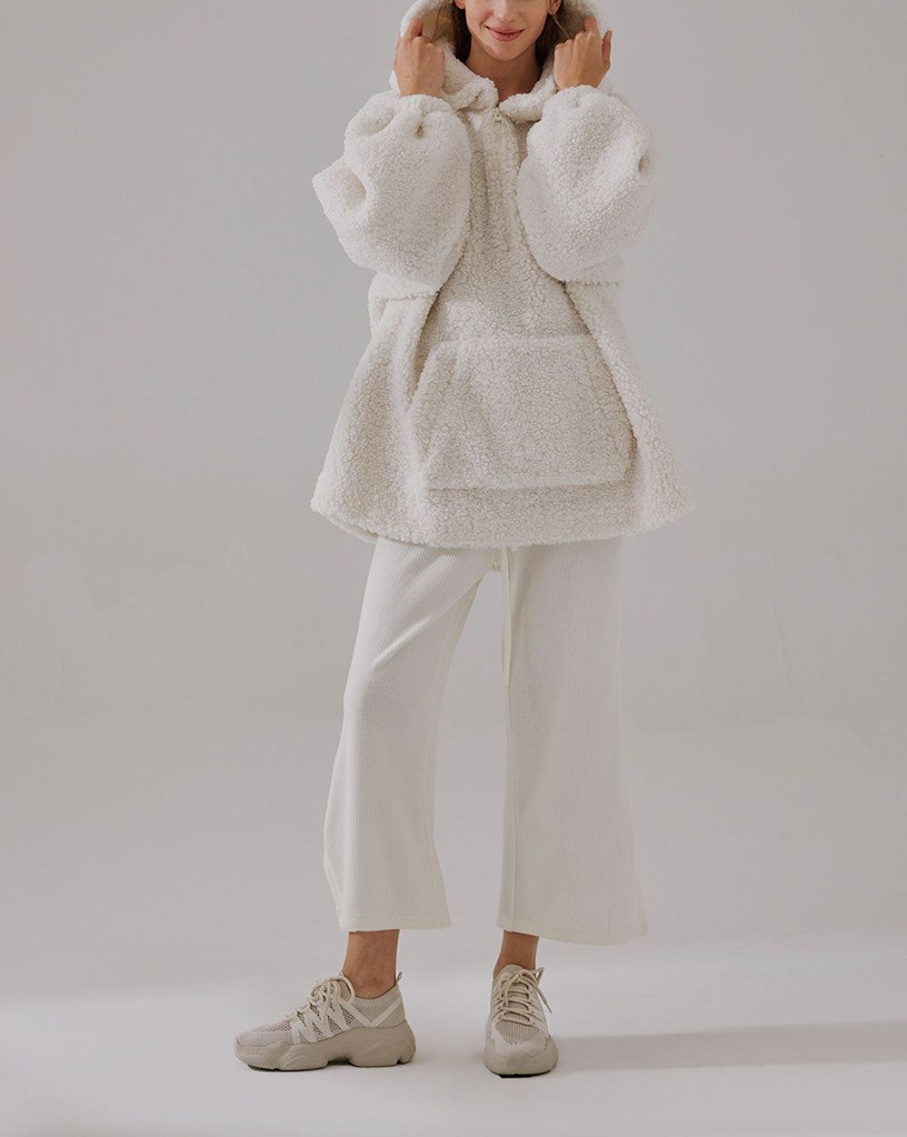 Pocket Fleece Hoodie - Vanilla, M image