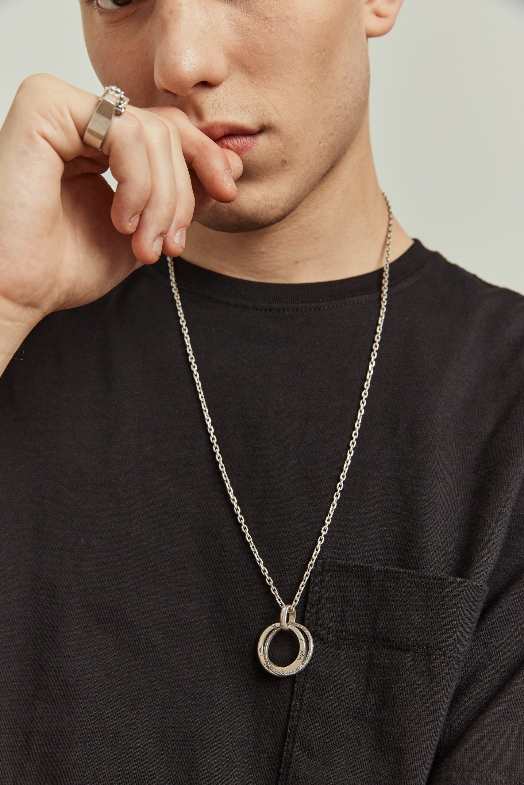 Silver Rolo Chain with Interlocking Rings image 5
