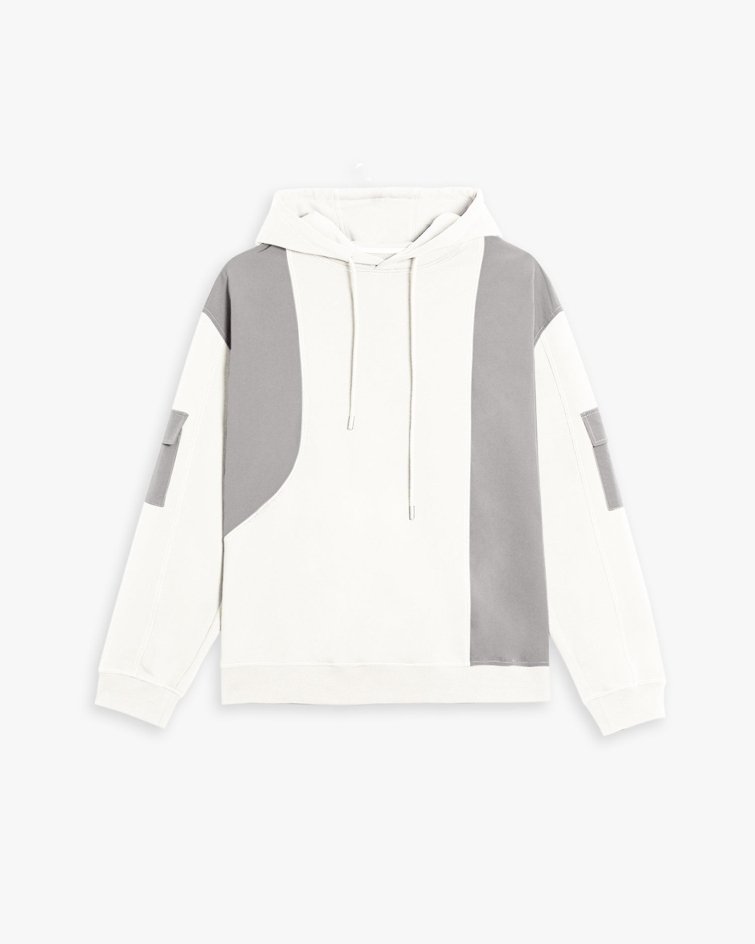Arm-Pockets Paneled Hoodie - Cream, M image