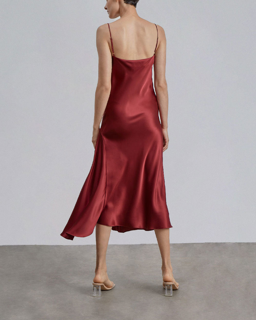 Spaghetti Strap Bias Cut Silk Dress image 3