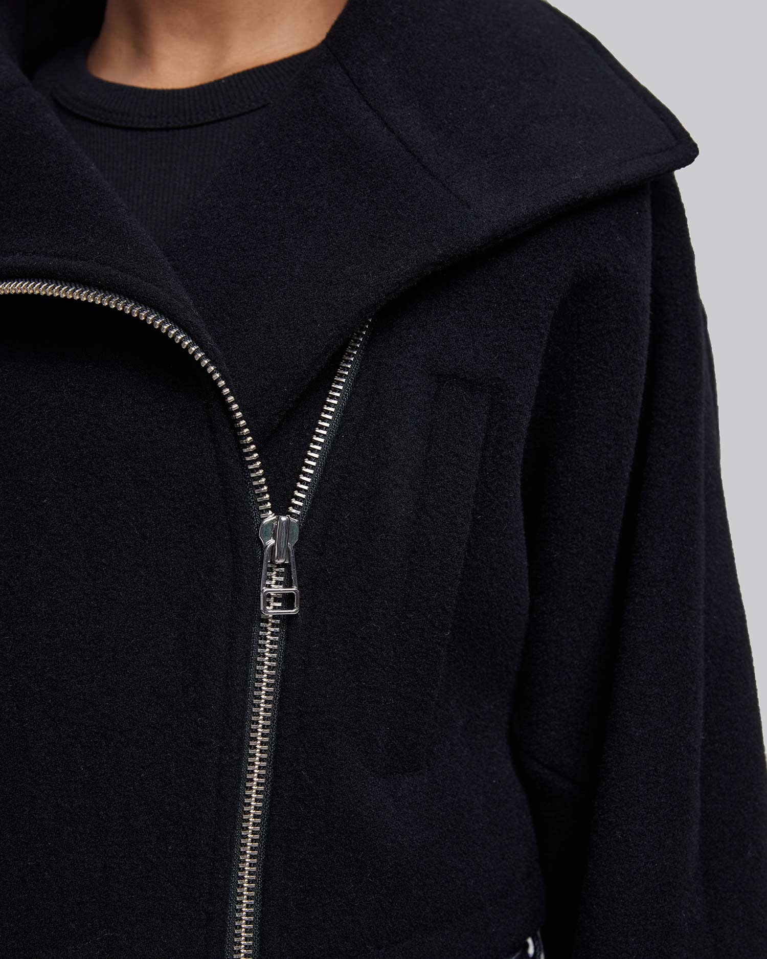 Cropped Woolen Biker Jacket image 3