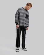 Pattern Print Patch Pocket Sweatshirt - Black, M image
