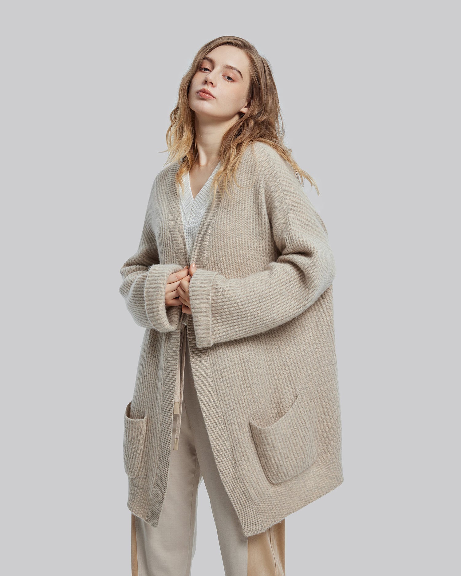 Oversized Rib-Knit Cashmere Cardigan image 1