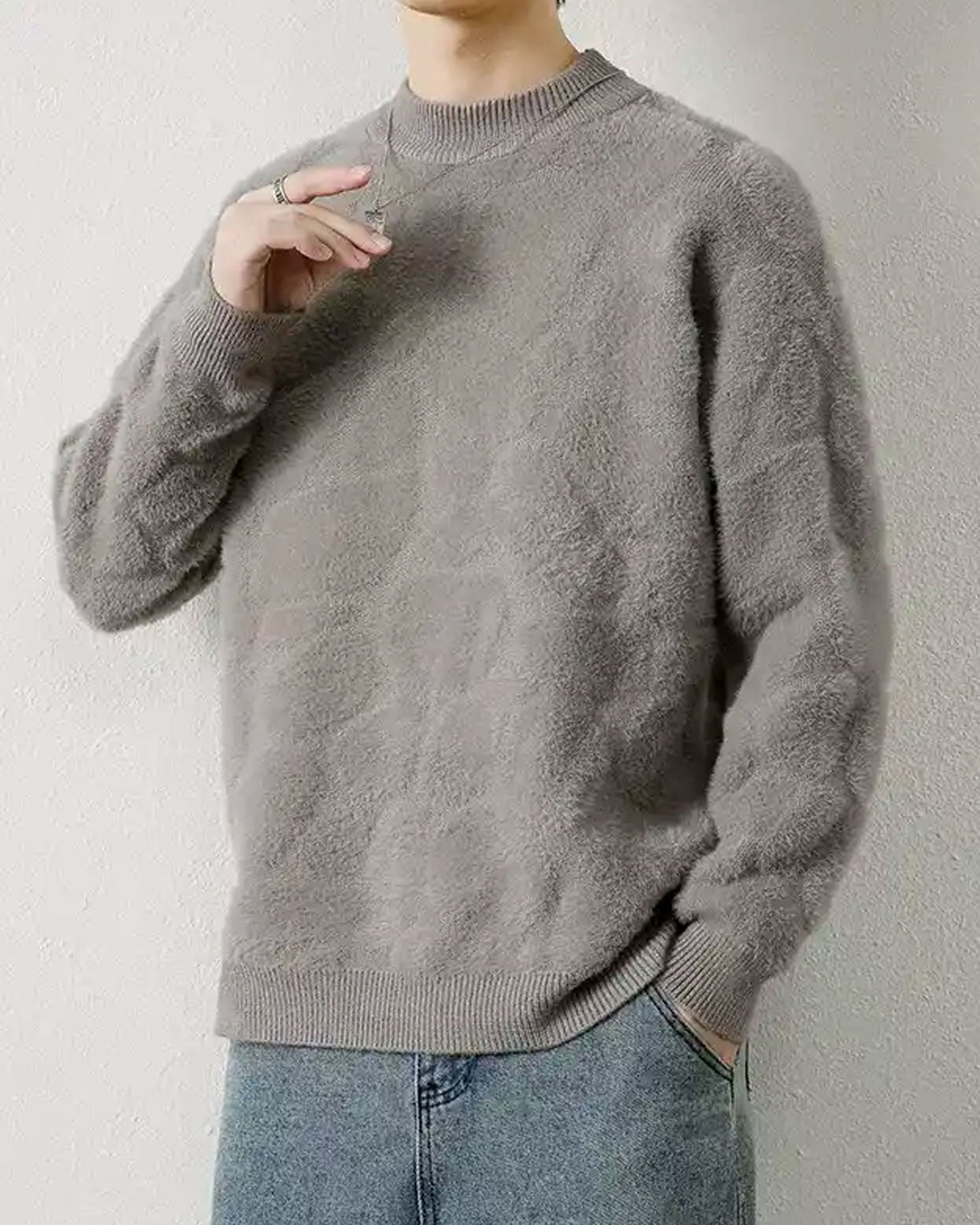 Checked Crewneck Jumper - Grey, XXL image