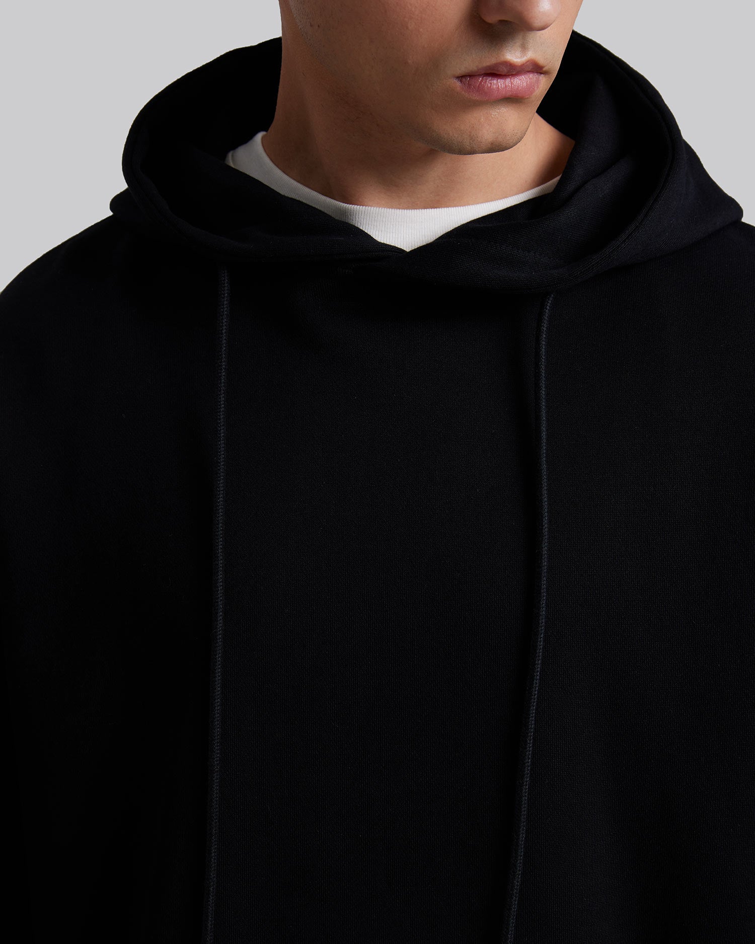 Black Cotton Paneled Hoodie image 4