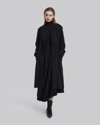 Belted Raw-Edge Wool Coat - Black, L image