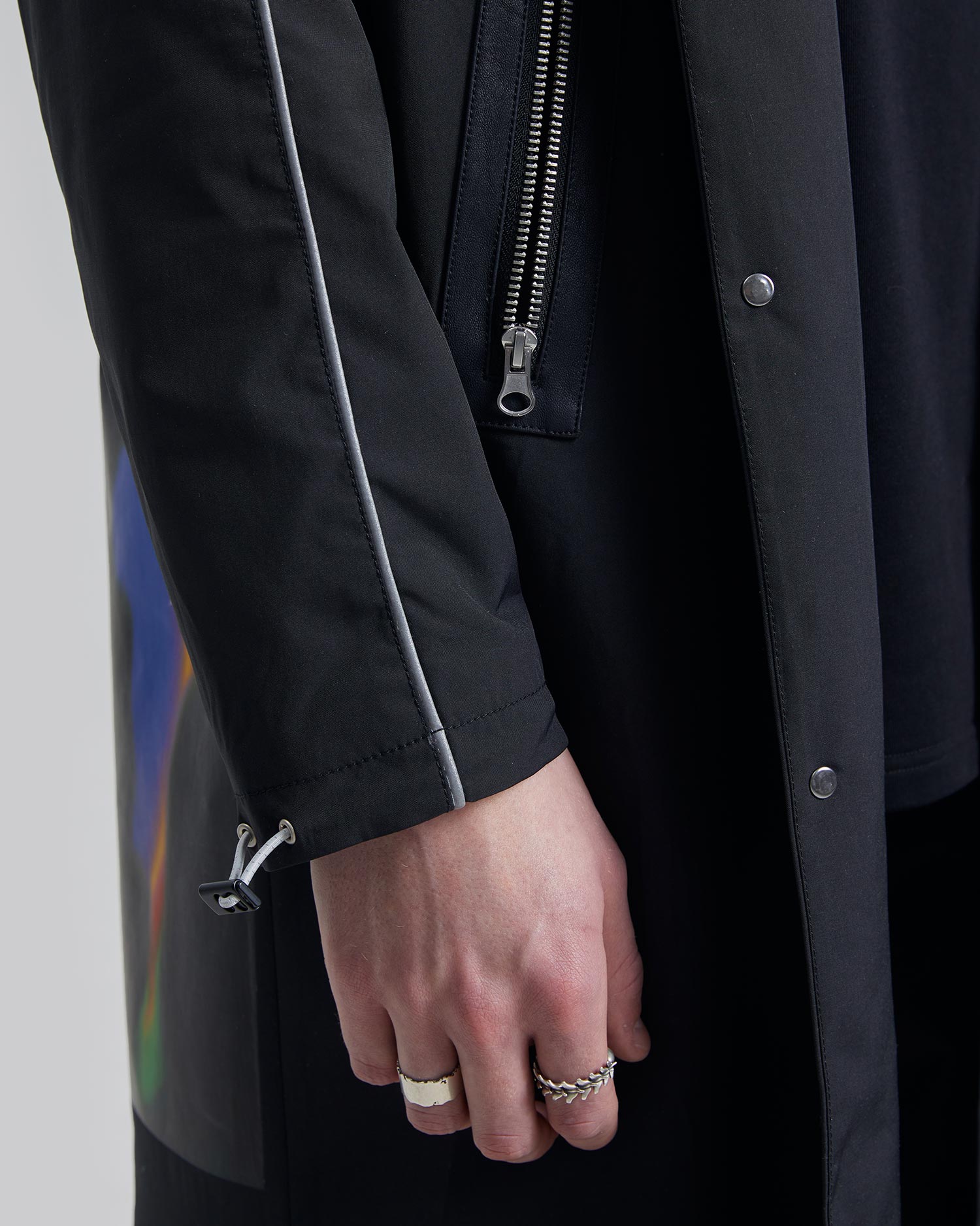 Back Graphic Hooded Long Coat image 6