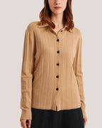 100% Merino Wool Button Front Cardigan - Camel, S image