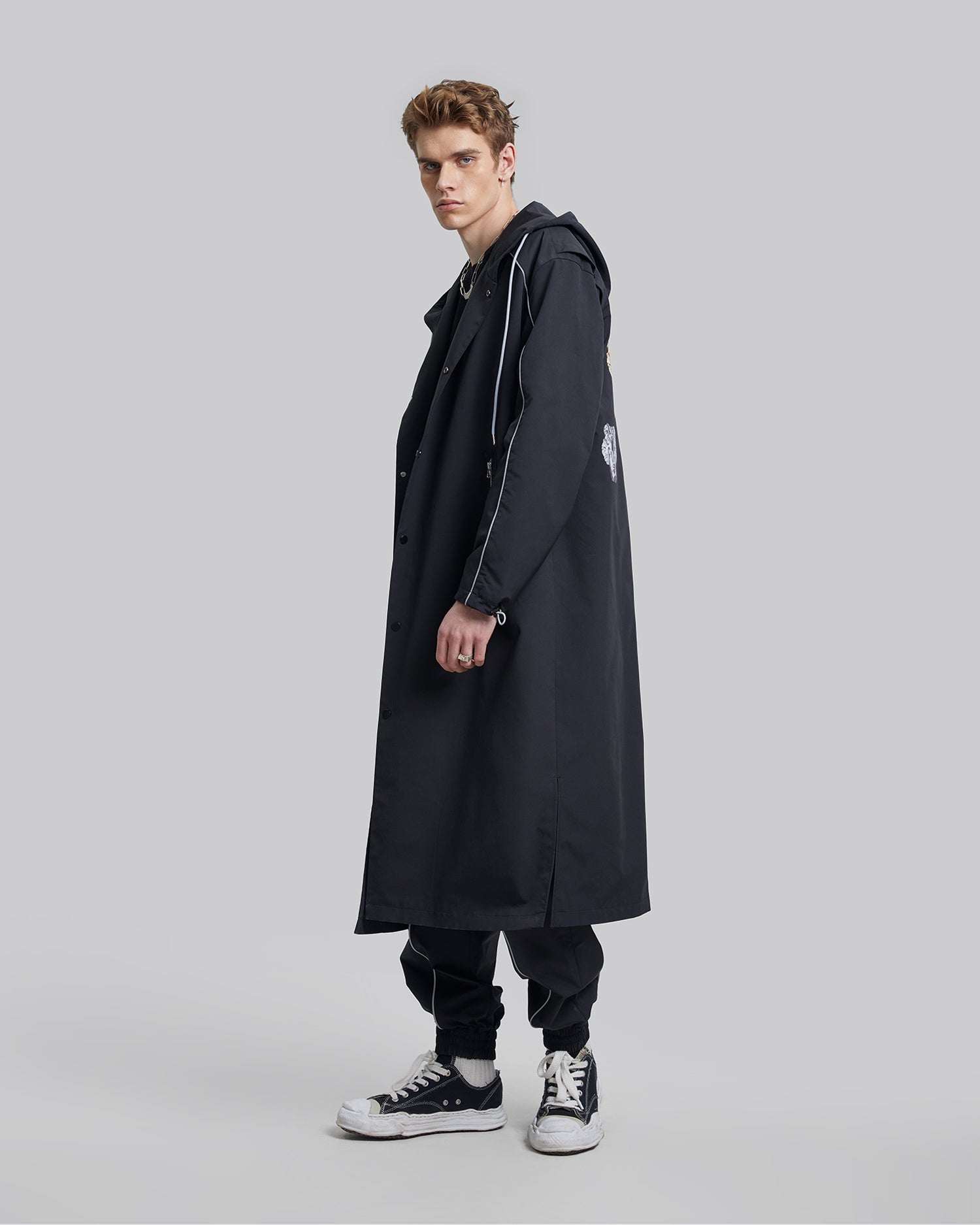 Back Graphic Hooded Long Coat image 3