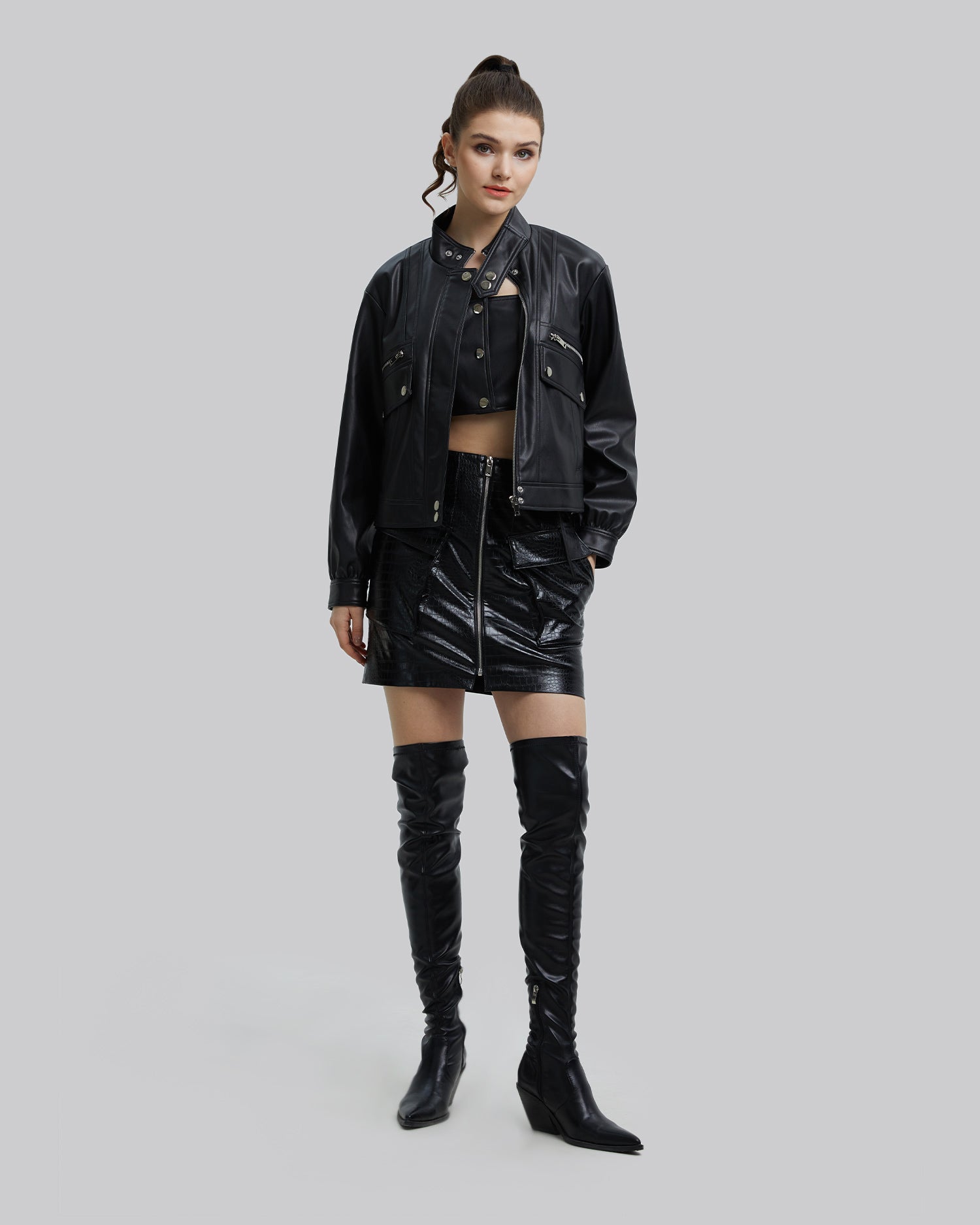 Faux-Leather Biker Jacket image 1