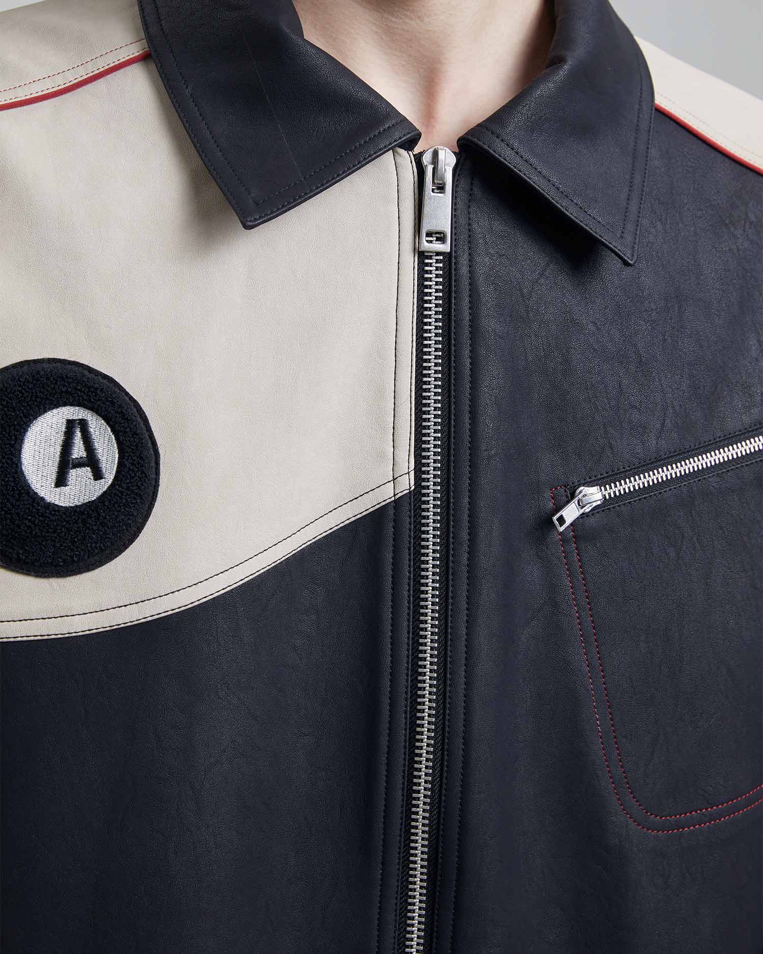 Patchwork Leather-Like Jacket image 5