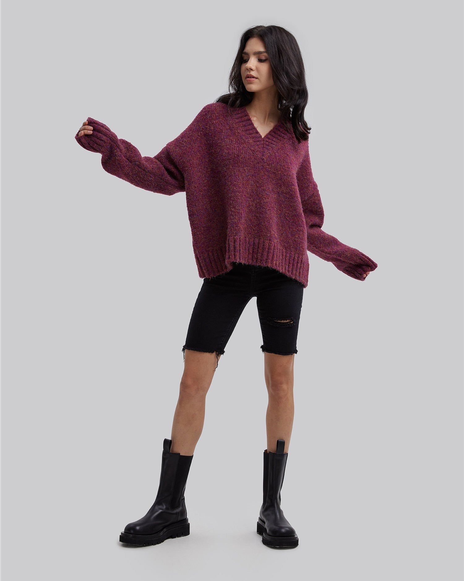 Pink Cropped Sweater - Magenta, S image