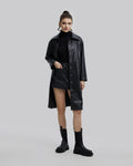 Faux-Leather Long Coat - Black, S image