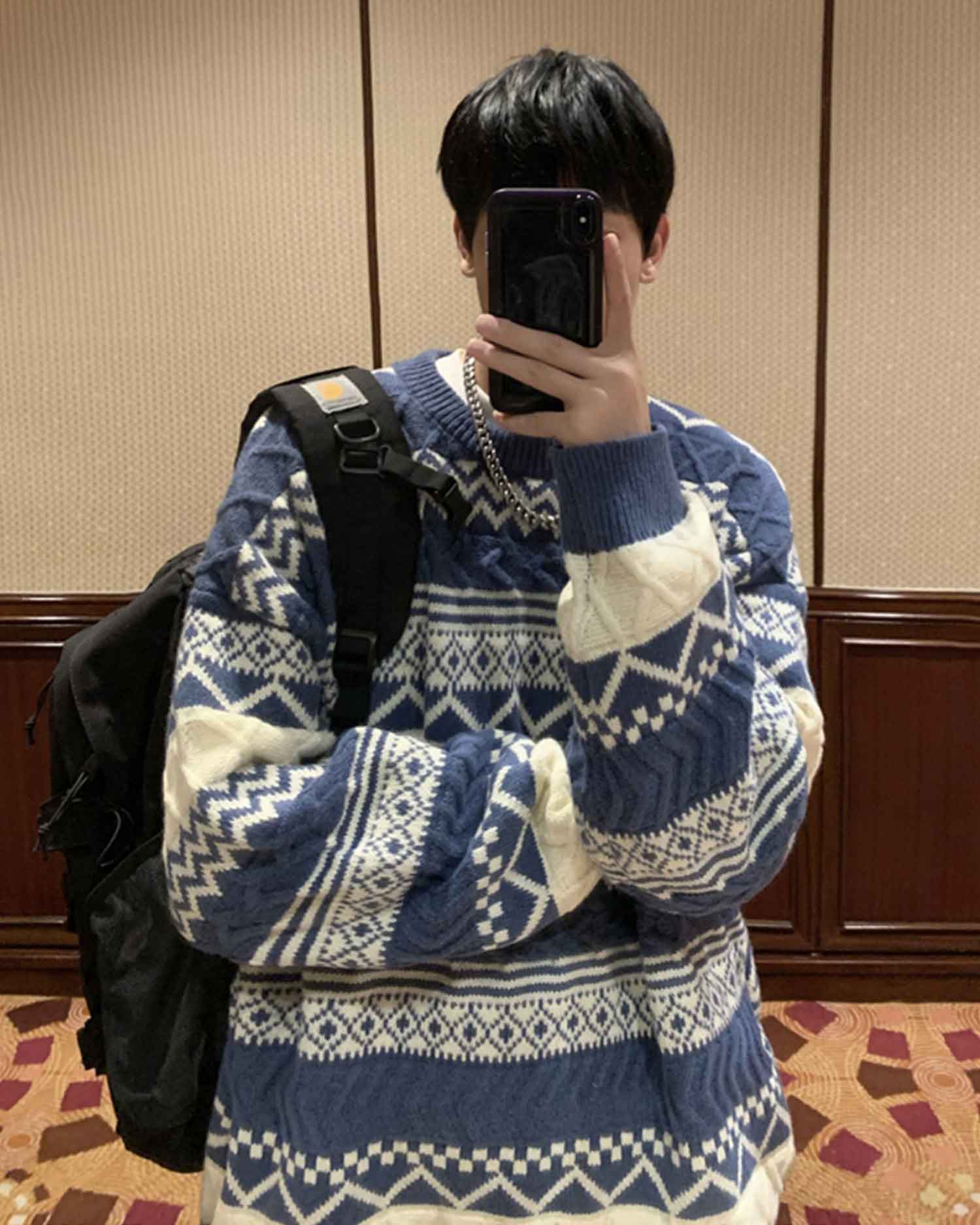Vintage Loose-Cut Crew Jumper - Dusty blue, XL image